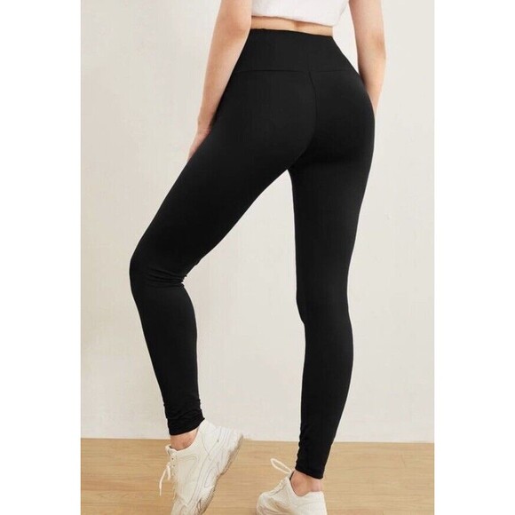 SHEIN Curve Women's Crossover Front Waistband Black Leggings Plus Size 4XL - Picture 5 of 11